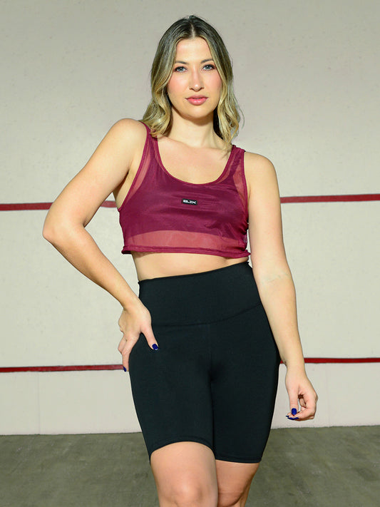 Camiseta deportiva en malla tipo crop top / Descuento