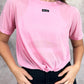 Camiseta deportiva en malla con recogido para dama