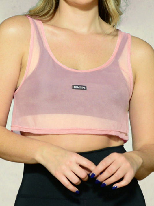 Camiseta deportiva en malla tipo crop top / Descuento